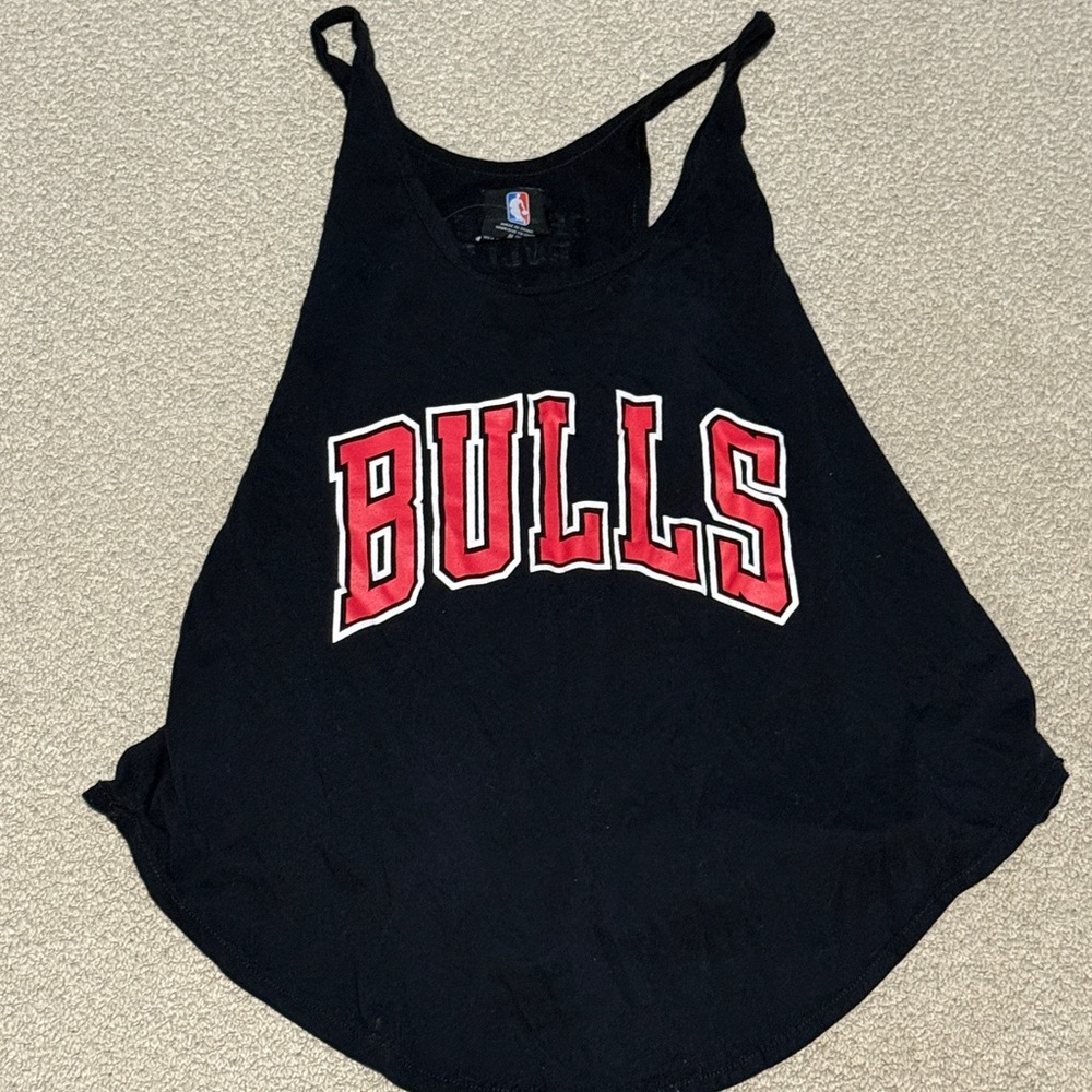 NBA Bulls Black and Red Women's Tank Top